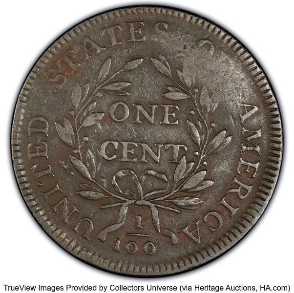 image for: 1797 1C Reverse of 1797, Stems, S-138, B-20, R.1, VF25 PCGS. PCGS Population: (1/9)....