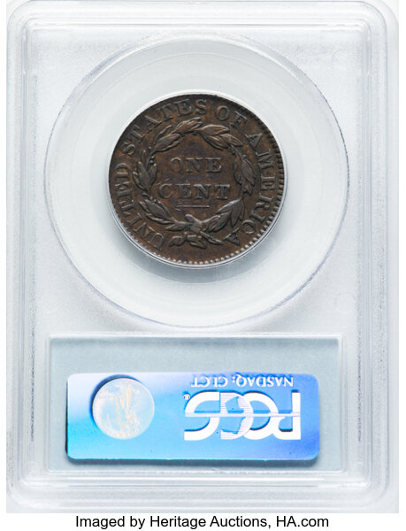 image for: 1832 1C Large Letters, N-3, R.1, XF40 PCGS. Mintage 2,362,000....
