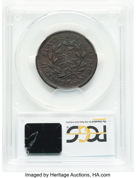 image for: 1798 1st Hair Style, S-153  1c PCGS VF35 BN