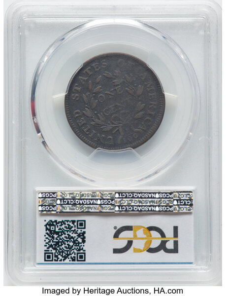 image for: 1796 1C LIHERTY, S-104, B-45, R.3, VG10 PCGS. PCGS Population: (6/15).  Mintage 363,375....