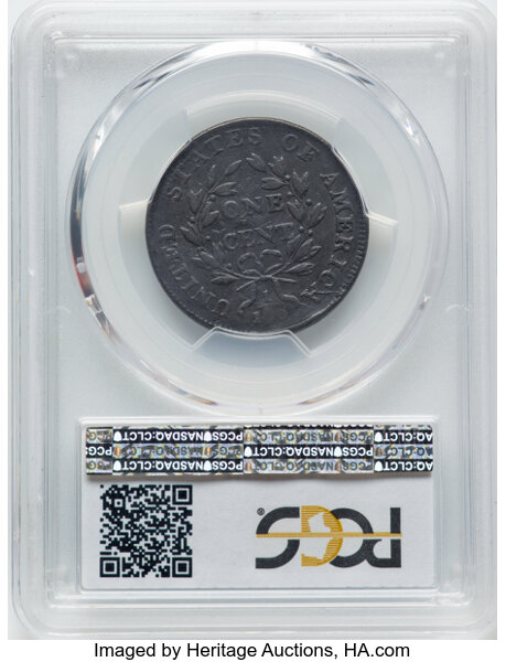 image for: 1800/1798 1C Style One Hair, S-191, B-2, R.3, VF35 PCGS. PCGS Population: (1/9)....