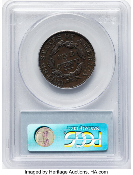 image for: 1830 Large Letters, N-8 1c PCGS XF40 BN
