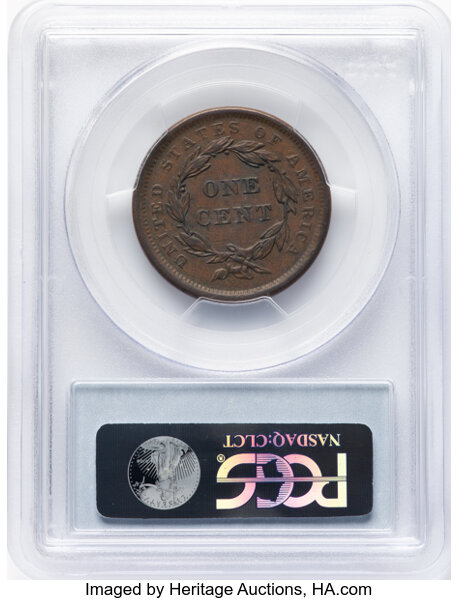 image for: 1840 Large Date, N-6 1c PCGS AU50 BN