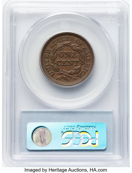 image for: 1844 N-5 1c PCGS AU53 BN
