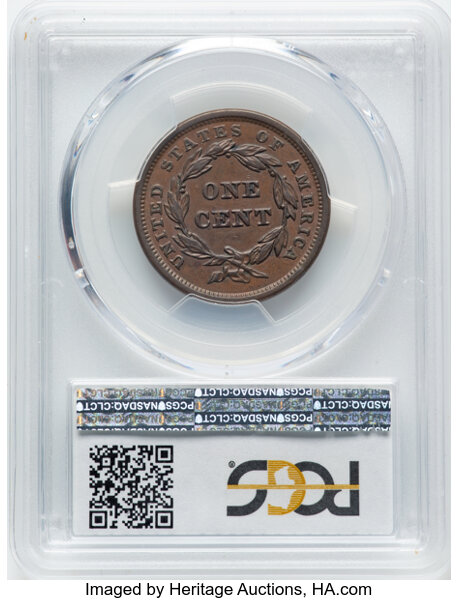 image for: 1842 Large Date, N-4 1c PCGS AU50 BN