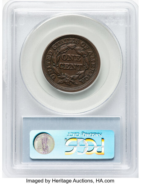 image for: 1847 N-10 1c PCGS AU55 BN