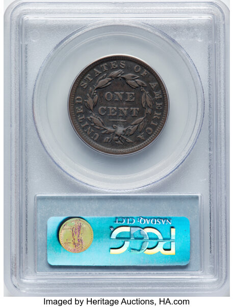 image for: 1839 Silly Head, N-4 1c PCGS XF45 BN