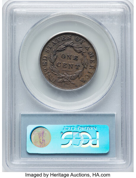 image for: 1834 Small 8, Large Stars, Medium Letters, N-1 1c PCGS XF45 BN