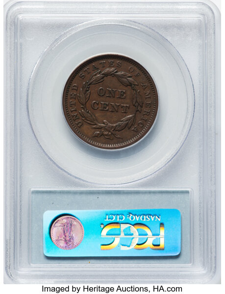 image for: 1840 Small Date, N-12 1c PCGS AU50 BN