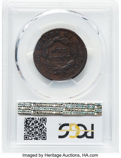 image for: 1830 Medium Letters, N-6 1c PCGS VF25 BN