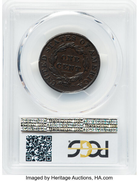 image for: 1828 Large Narrow Date, N-1 1c PCGS XF45 BN