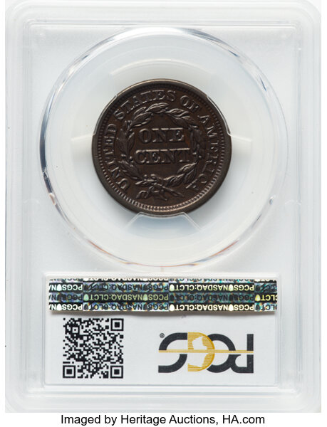 image for: 1846 Medium Date, N-11 1c PCGS AU50 BN