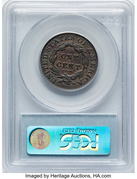 image for: 1831 Large Letters, N-6 1c PCGS AU50 BN