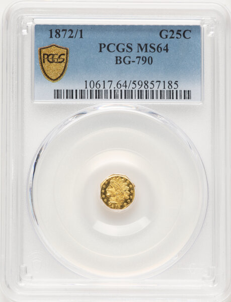 image for: 1872/1 25C Indian Octagonal 25 Cents, BG-790, R.3, MS64 PCGS. PCGS Population: (52/33).  ...