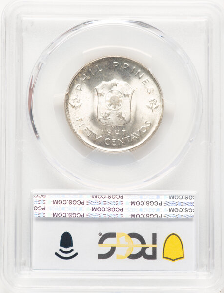 image for: 1947-S 50C Philippines 50 Centavos, MacArthur, KM-184, MS65 PCGS....