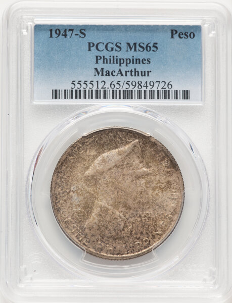 image for: 1947-S Philippines Peso, MacArthur, MS65 PCGS....
