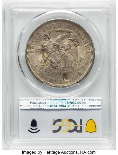 image for: 1878-S T$1 Chop Mark AU58 PCGS. PCGS Population: (17/9).  ...