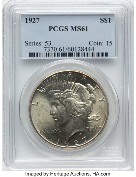 1927 $1 MS61 PCGS. Mintage 848,000. ...