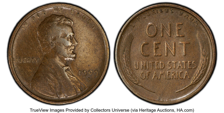 1909 S VDB Lincoln Penny Wheat Reverse BN Mint State (MS
