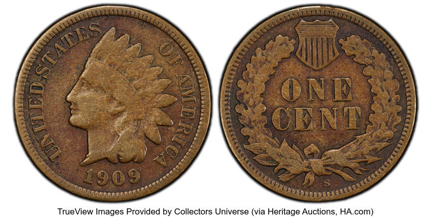 1909-S 1C Indian Fine 15 PCGS. Mintage 309,000....