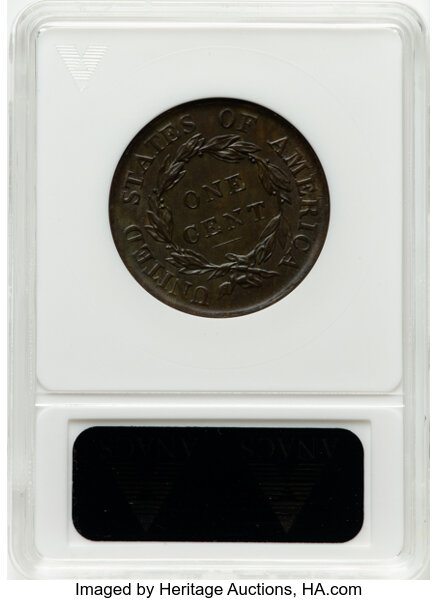 image for: 1818 1C N-10, R.1, MS62 Brown ANACS. Housed in a small-sized holder. Mintage 3,167,000....