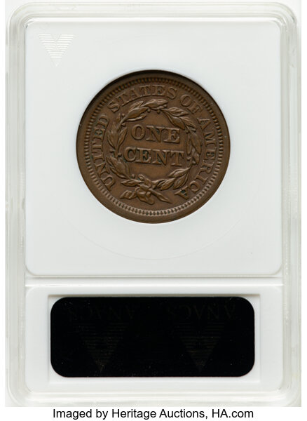 image for: 1853 1C N-1, R.3, AU53 ANACS. Housed in a small-sized holder. Mintage 6,641,131....