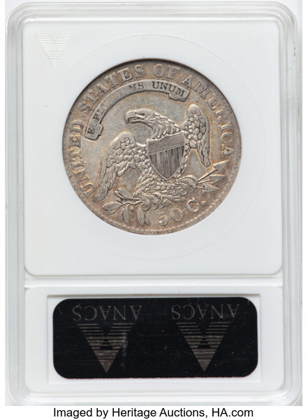 image for: 1833 50C O-110, R.1, XF40 ANACS. Housed in a small-sized holder. Mintage 5,206,000....