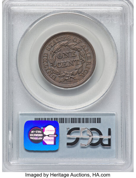 image for: 1846 1C Medium Date, N-11, R.1, MS64 Brown PCGS. PCGS Population: (3/0)....