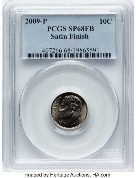 image for: 2009-P 10C Satin Finish SP68 Full Bands PCGS....