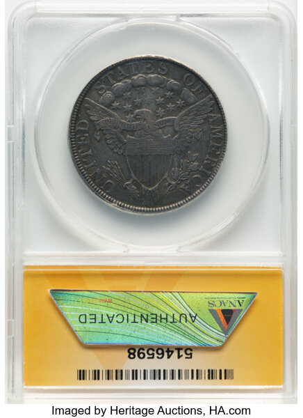image for: 1803 50C Small 3, Large Reverse Stars, O-104, T-4, R.3 -- Scratched -- ANACS Details. XF45....