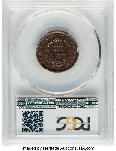 image for: 1837 Half Cent Worth of Pure Copper, Low-49, HT-73, W-11-710a, R.1, MS64 Brown PCGS. PCGS Population: (4/2)....