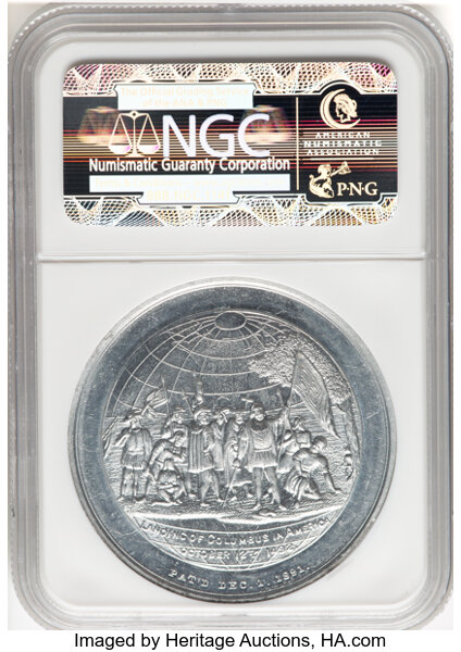 image for: (1892-93) World's Columbian Exposition, World Globe Dollar, Aluminum, HK-174, Eglit-9, SH 6-31 AL, R.3, MS64 NGC. Chicago, I...