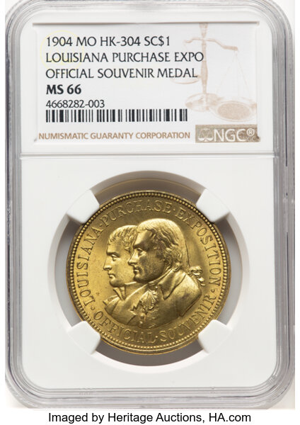 image for: 1904 Louisiana Purchase Exposition, Official Souvenir Medal, HK-304, Hendershott-30-160, SH 13-1 GP, R.3, MS66 NGC. St. Loui...