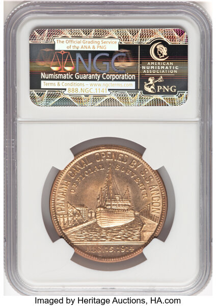 image for: 1915 Panama-California Exposition, Official Medal, Gilt, HK-428, SH 19-1 GP, R.4, MS63 NGC. NGC Census: (55/62)....