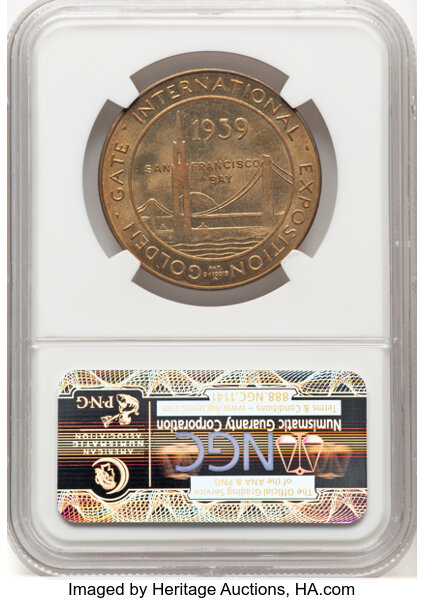 image for: 1939 Golden Gate Exposition, Treasure Island Dollar, Gilt, HK-481, SH 23-1.2 GP, R.3, MS64 NGC. NGC Census: (76/103)....
