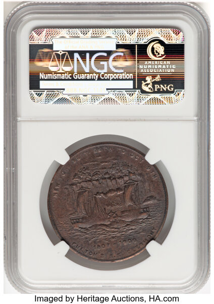 image for: 1909 Hudson-Fulton Dollar, Hudson-Fulton Celebration, Bronze, HK-384, R.5, AU53 NGC. NGC Census: (0/0)....