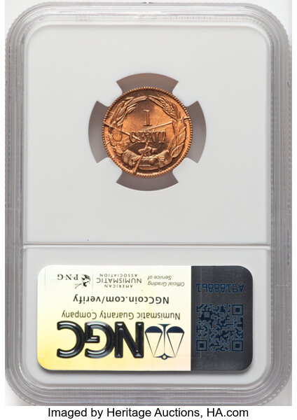 image for: (1961) Confederate States of America Cent, Bashlow Restrike, Defaced Dies, Bronze, MS69 Red NGC. ...