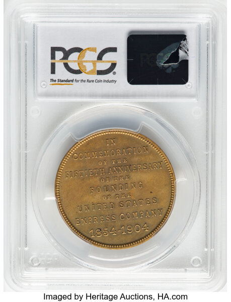 image for: 1904 U.S. Express Company, 50th Anniversary, Brass, HK-736, R.5, MS64 PCGS. PCGS Population: (3/0)....