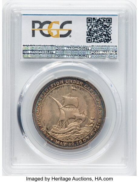 image for: 1907 Jamestown Tercentennial, Official Medal, Silver, HK-344, SH 15-1 S, R.5, MS65 PCGS. PCGS Population: (2/0)....