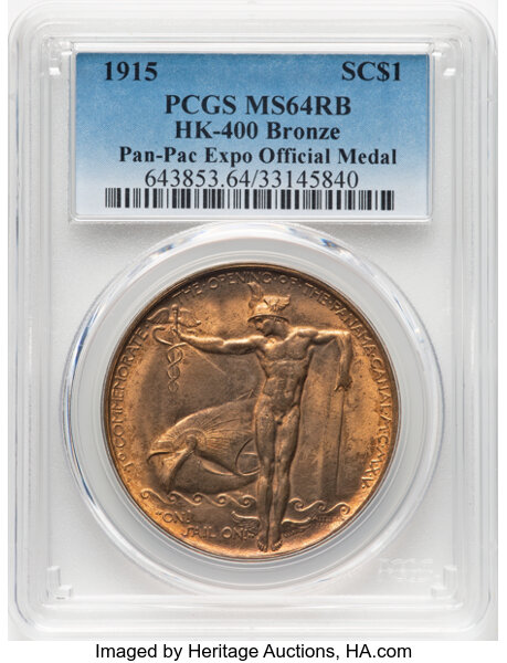 image for: 1915 Panama-Pacific Exposition, Official Medal, Bronze, HK-400, SH 18.1 BB, R.4, MS64 Red and Brown PCGS....