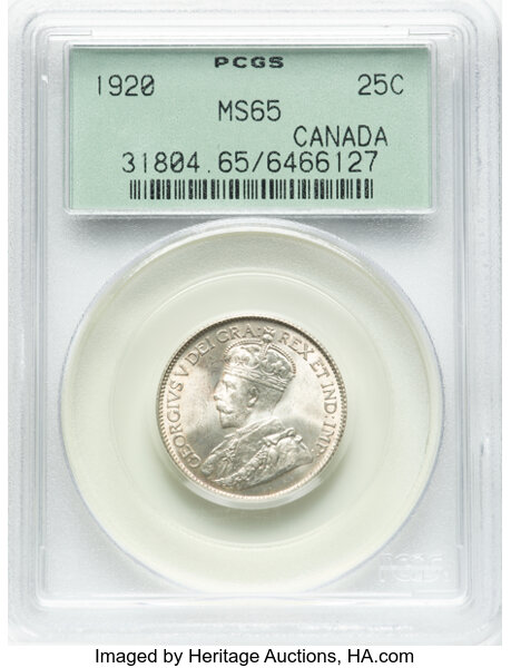 image for: Canada: George V 25 Cents 1920 MS65 PCGS,...