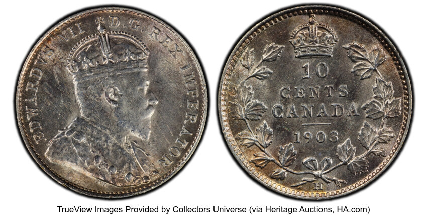 image for: Canada: Edward VII silver 10 Cents 1903-H MS62 PCGS,...