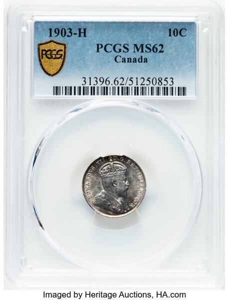 image for: Canada: Edward VII silver 10 Cents 1903-H MS62 PCGS,...