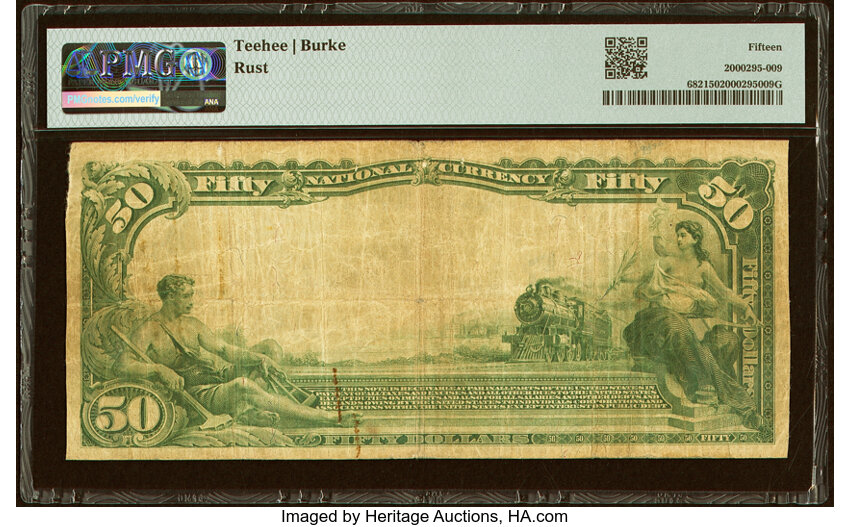 image for: San Antonio, TX - $50 1902 Plain Back Fr. 682 The City National Bank Ch. # 5217 PMG Choice Fine 15....