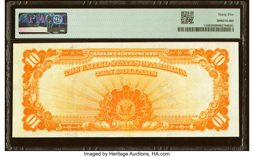 image for: Fr. 1169 $10 1907 Gold Certificate PMG Choice Very Fine 35....