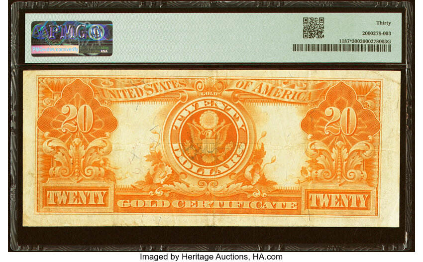 image for: Fr. 1187* $20 1922 Gold Certificate Star Note PMG Very Fine 30....