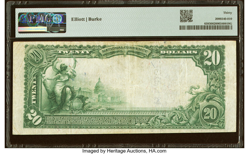 image for: Johnstown, PA - $20 1902 Plain Back Fr. 659 The United States National Bank Ch. # (E)5913 PMG Very Fine 30....