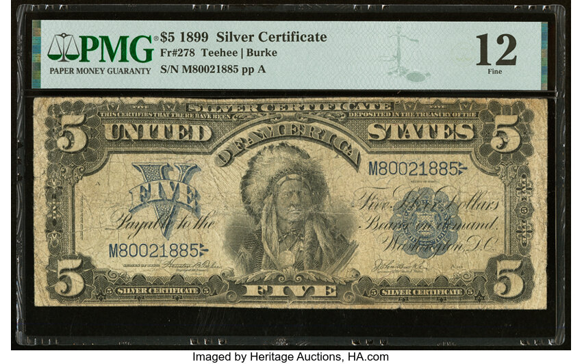 image for: Fr. 278 $5 1899 Silver Certificate PMG Fine 12....
