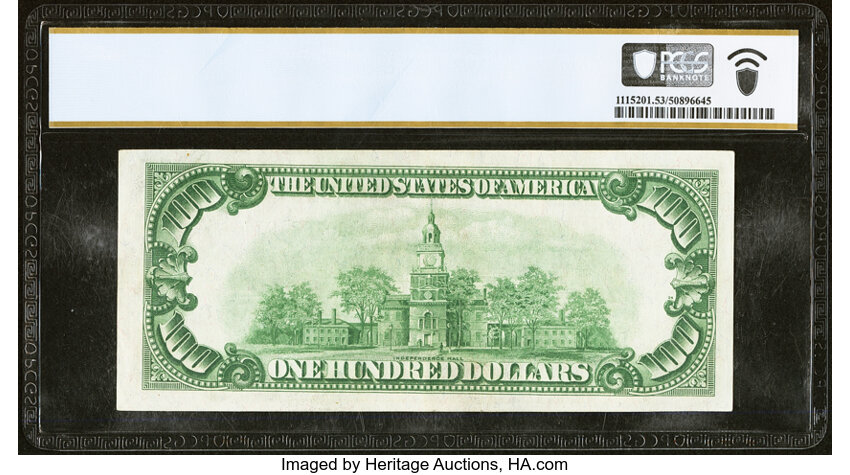 image for: Fr. 2150-D $100 1928 Federal Reserve Note. PCGS Banknote About Unc 53 PPQ....