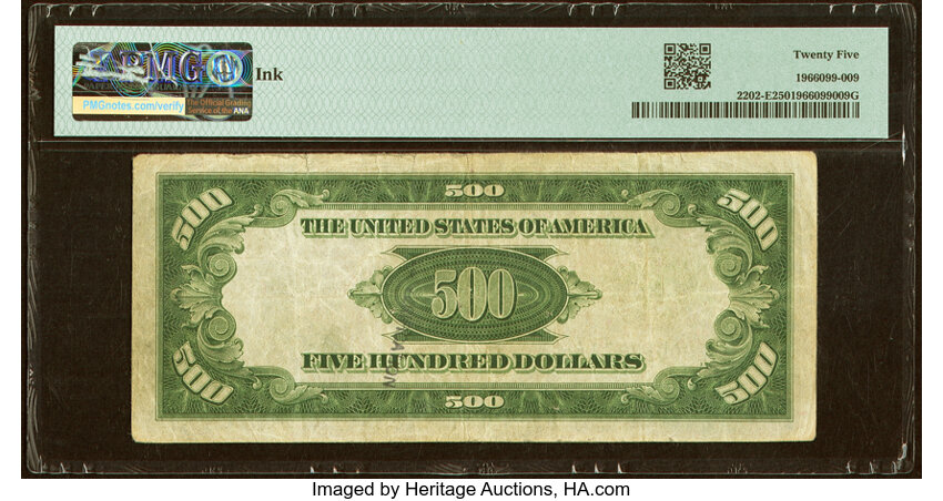 image for: Fr. 2202-E $500 1934A Federal Reserve Note. PMG Very Fine 25....